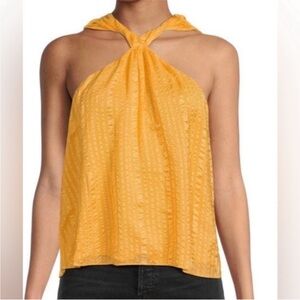 FRAME Twisted V Neck Orange Silk Sleeveless Blouse